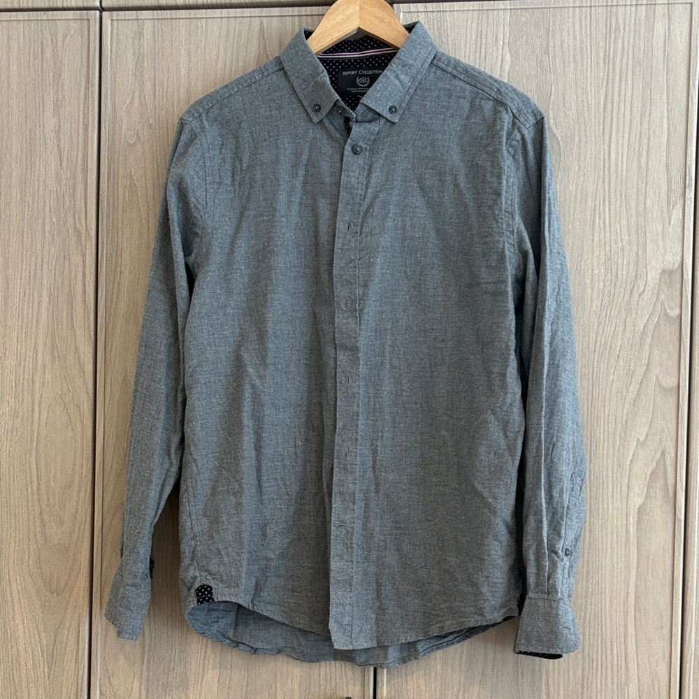 Report Collection Men's Button-Down Shirt - Gray